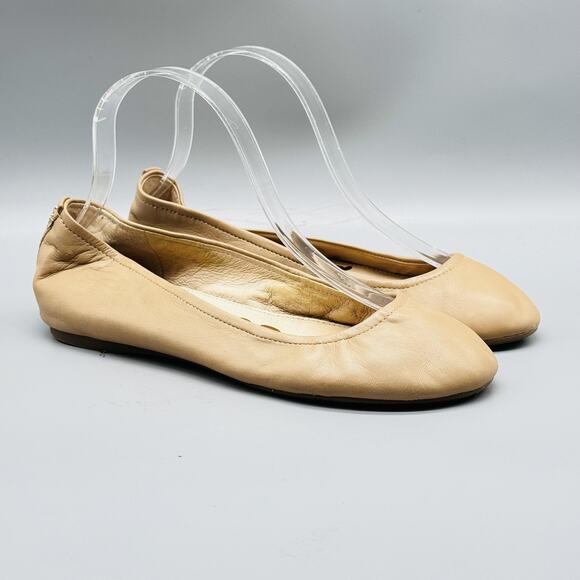 Sam Edelman Shoes Womens 6.5 Beige Leather Ballet Flats Comfort Classic Slip On - Picture 2 of 12